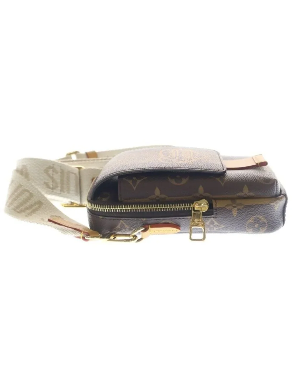 Louis Vuitton Monogram Stripe Double Phone Shoulder Bag Brown - Picture 3 of 6